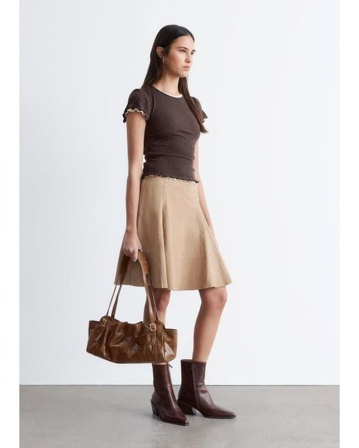 & Other Stories Brown Ribbed Wool T-Shirt