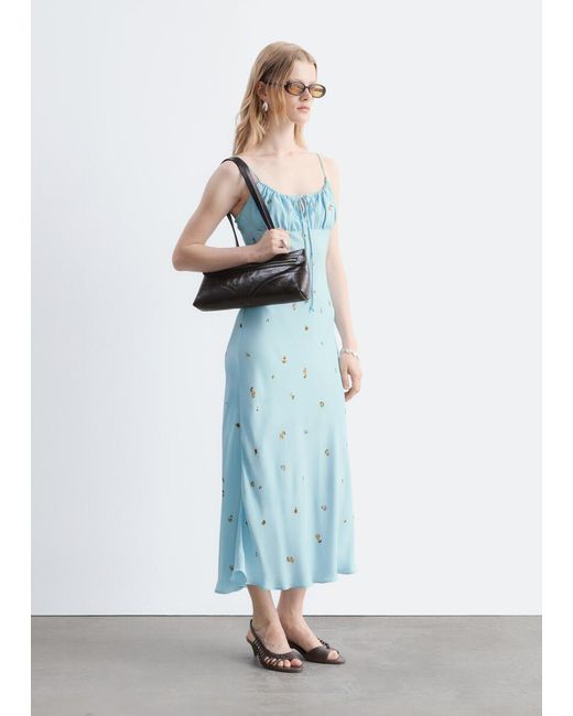 & Other Stories Blue Drawstring Midi Dress