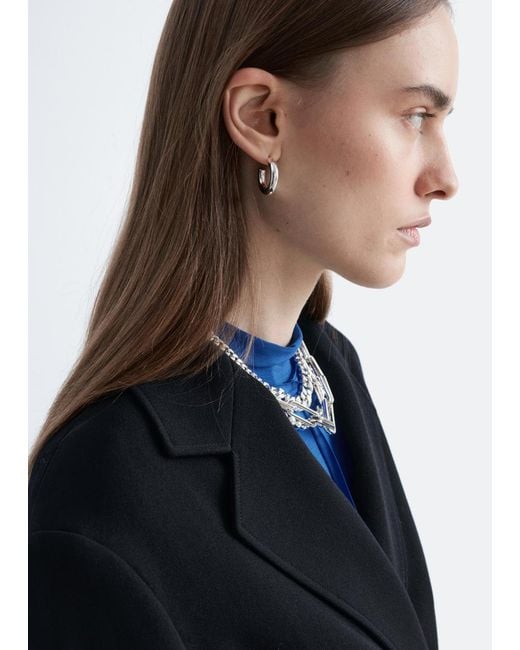 & Other Stories Blue Wool Tie-Belt Blazer
