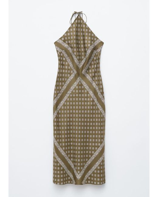 & Other Stories White Silk Halterneck Midi Dress