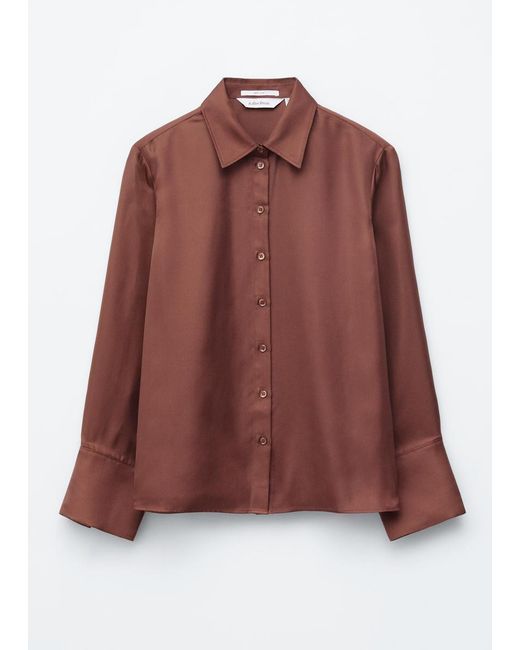 & Other Stories Red Relaxed Silk Shirt