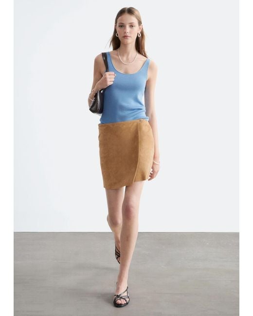 & Other Stories White Suede Mini Skirt