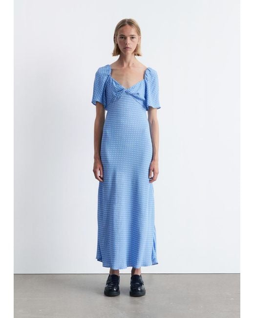 & Other Stories Blue Flutter-Sleeve Midi Dress