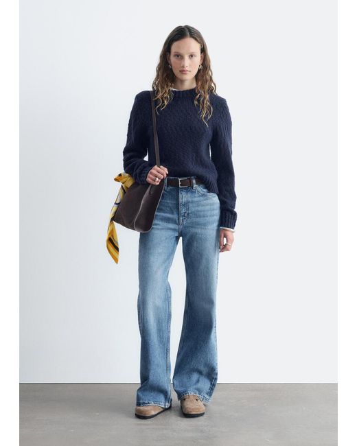 & Other Stories Blue Wool-Cotton Bouclé Jumper