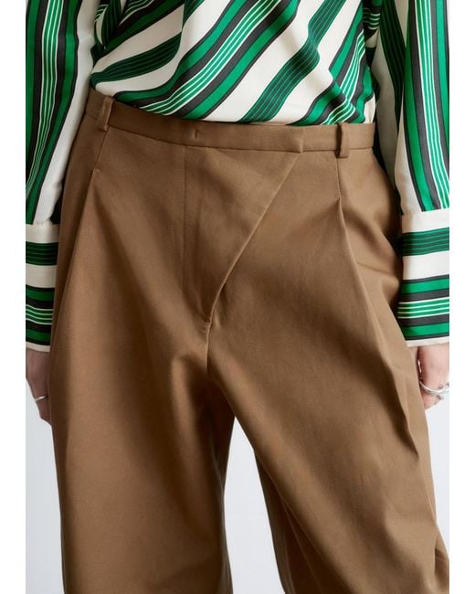 & Other Stories Green Barrel-Leg Trousers