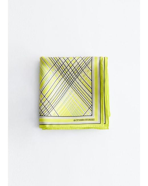 & Other Stories Yellow Printed Silk Scarf
