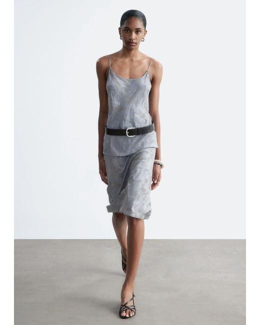 & Other Stories White Sheer Silk-Blend Midi Skirt