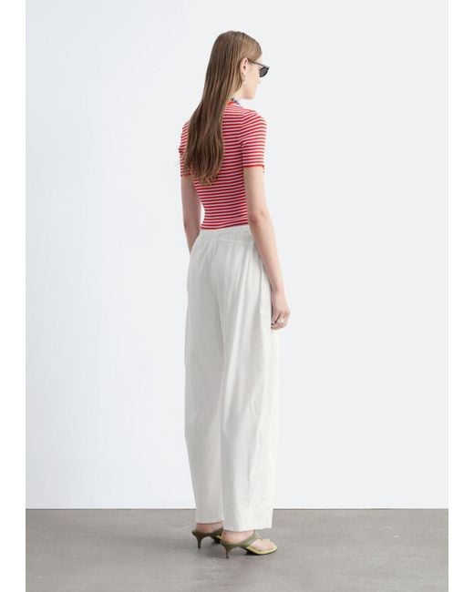 & Other Stories White Wide-Leg Trousers