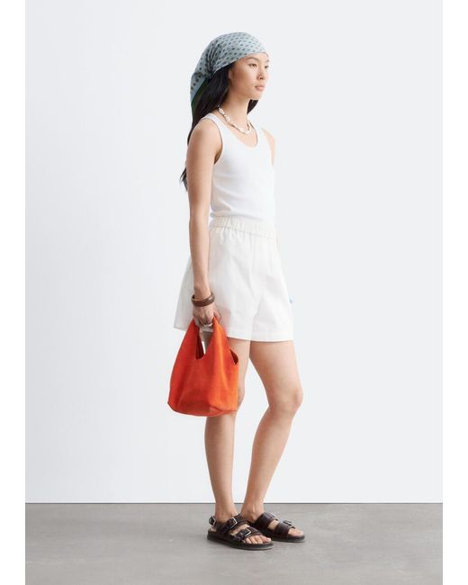 & Other Stories White High-Waist Cotton Shorts