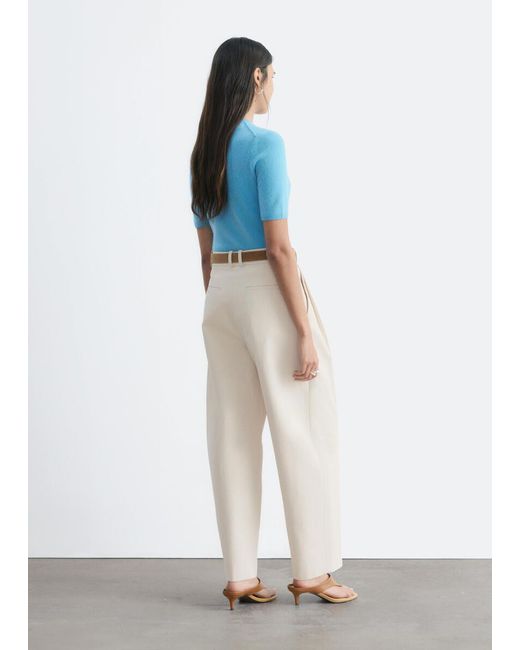 & Other Stories Blue Short-Sleeve Cashmere Top