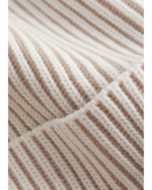 & Other Stories White Ribbed Wool Beanie
