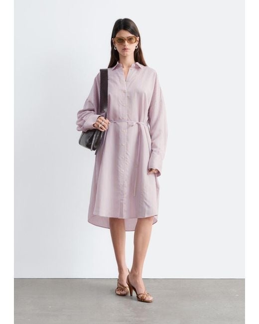 & Other Stories Pink Printed Silk-Cotton Midi Dress