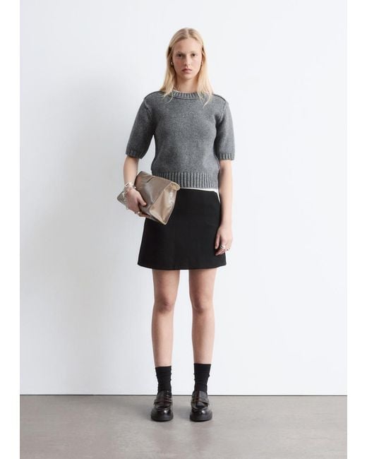 & Other Stories Black A-Line Mini Skirt