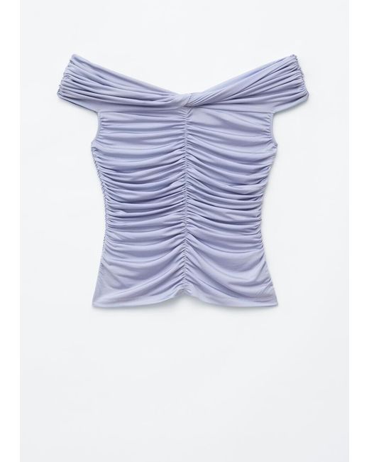 & Other Stories Blue Ruched Jersey Top