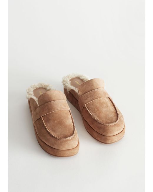 & Other Stories Natural Suede Slip-on Loafers