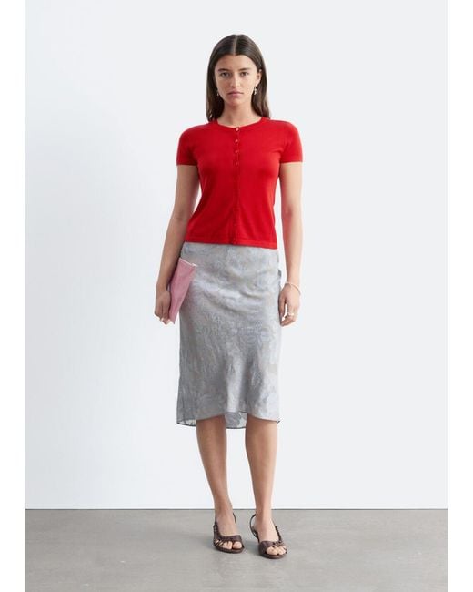 & Other Stories Red Knitted Button-Front T-Shirt