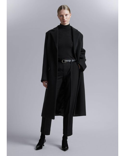 & Other Stories Black Cropped Tapered Trousers