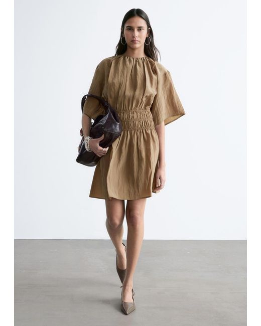 Other Stories Short Sleeve Ruched Mini Dress In White Lyst Other Stories Short Sleeve Ruched Mini Dress In White Lyst