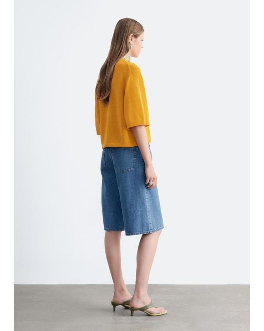 & Other Stories Blue Knitted Cotton T-Shirt