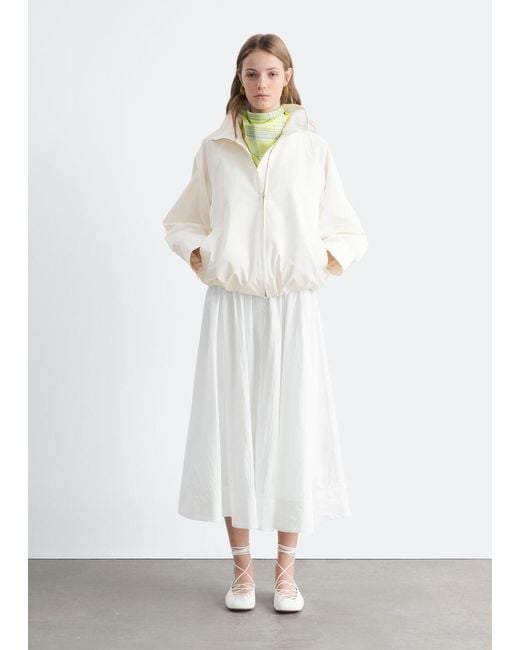 & Other Stories White Zip-Up Twill Jacket