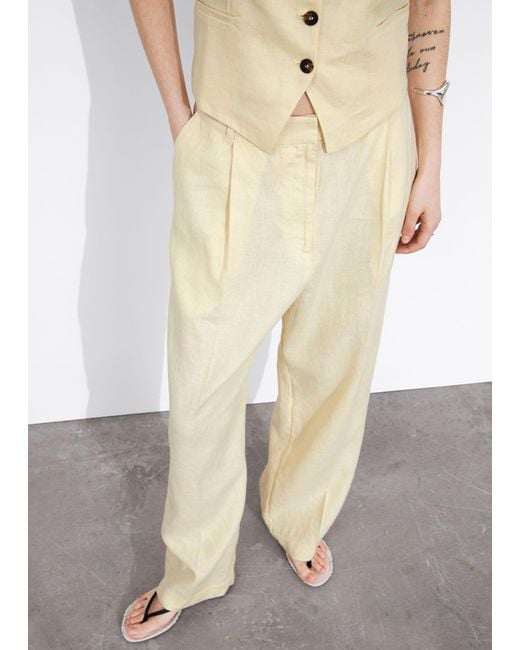 & Other Stories White Wide Linen Trousers