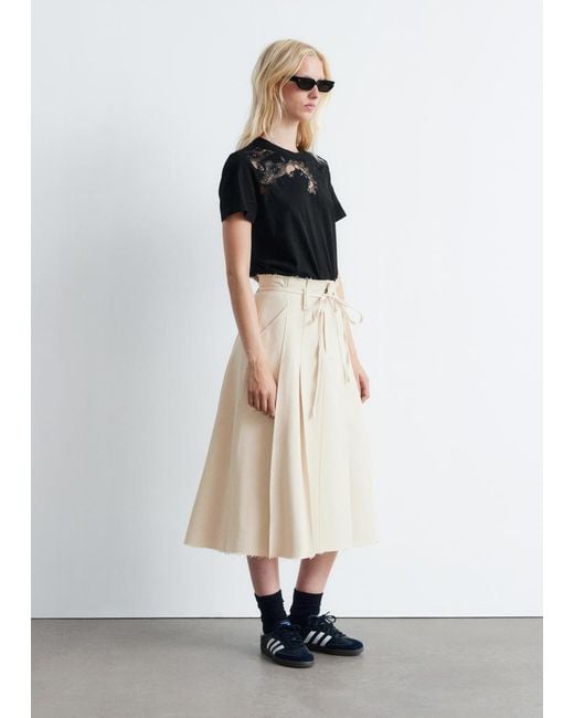 & Other Stories Black Lace Embroidery T-Shirt