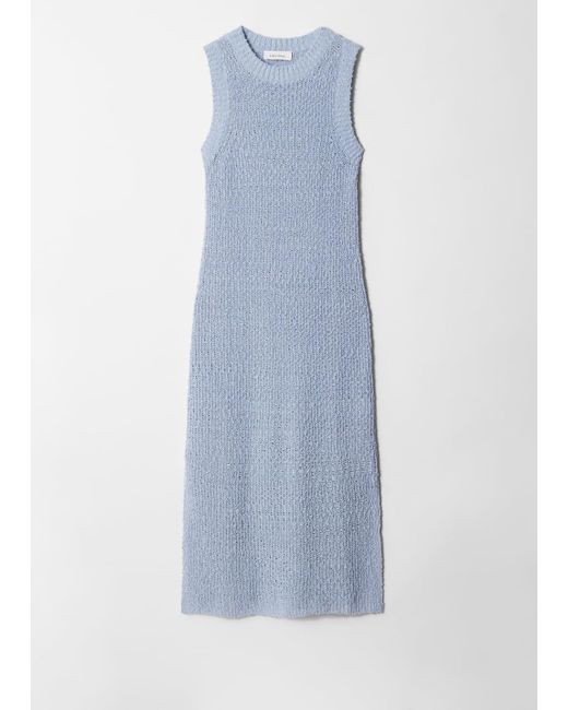 & Other Stories Blue Sleeveless Silk-Blend Midi Dress