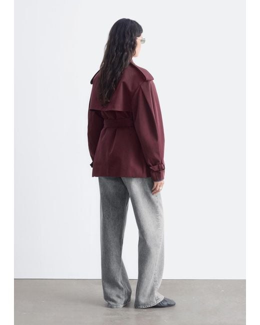 & Other Stories Red Short Trench Coat