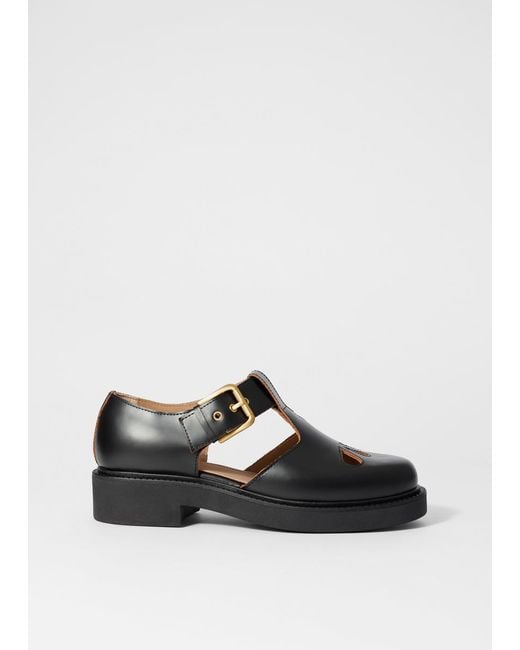 & Other Stories Black Chunky Mary-Jane Leather Shoes