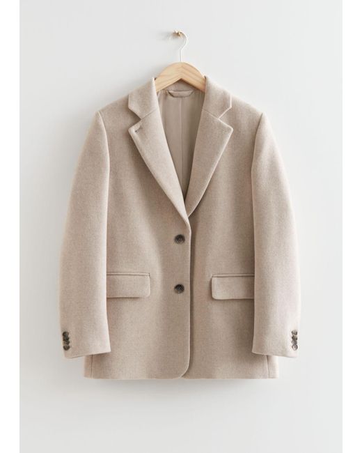 & Other Stories Natural Oversized Wool Blazer