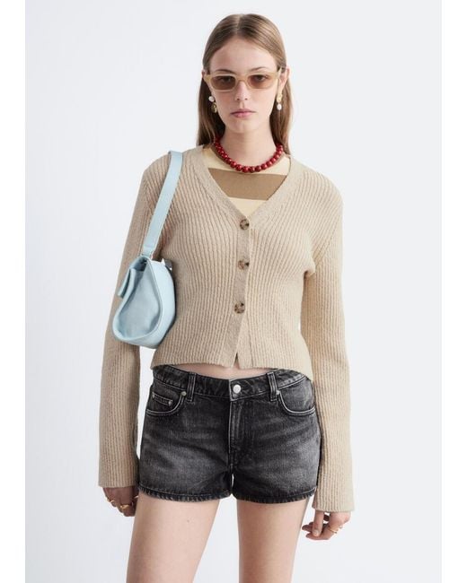 & Other Stories White Low-Waist Denim Mini Shorts