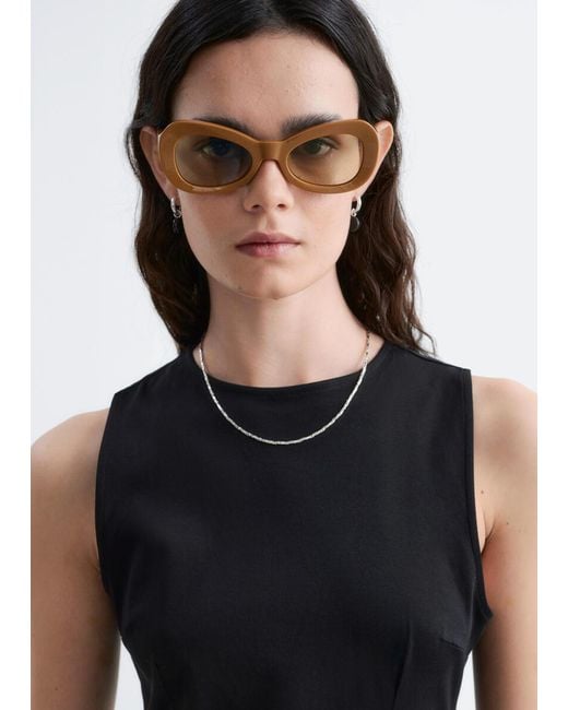 & Other Stories Black Fitted Cotton Jersey Midi Dress