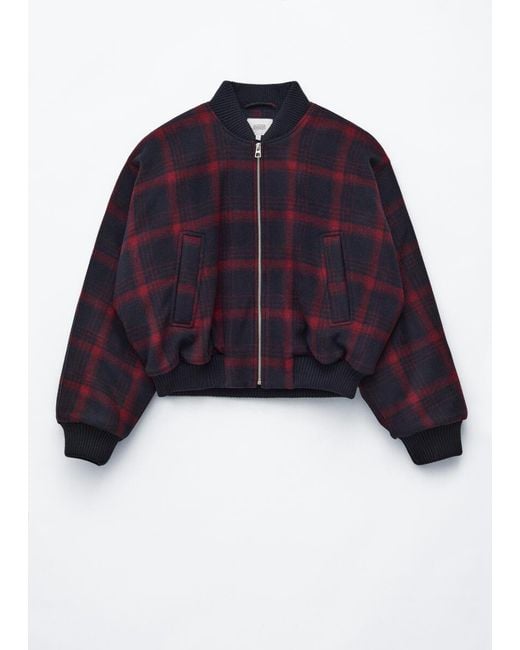 & Other Stories Blue Checked Bomber Jacket