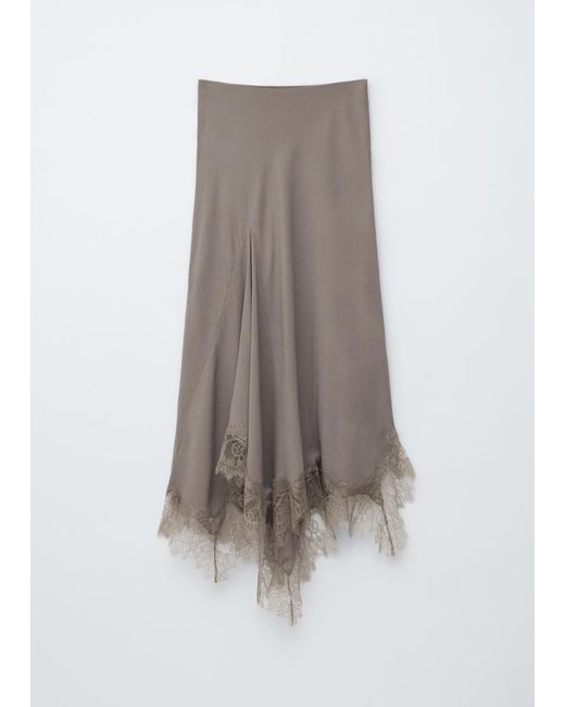 & Other Stories Natural Asymmetrical Lace-Trimmed Midi Skirt