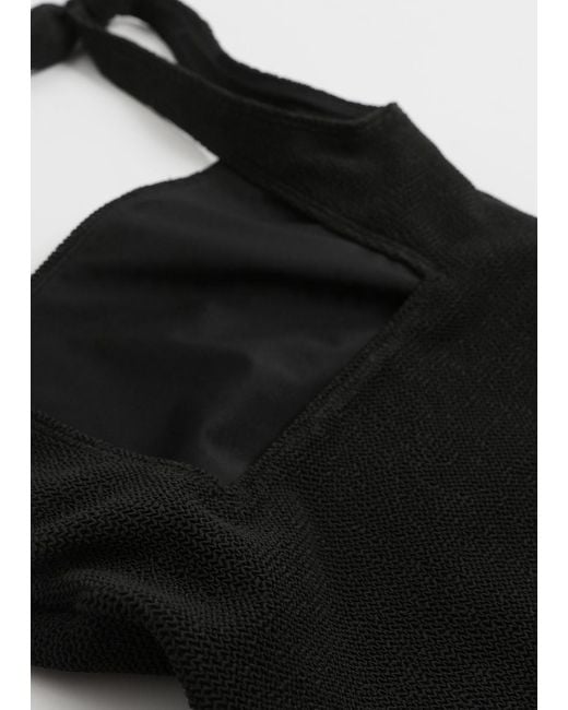 & Other Stories Black Textured Bow Tie Swimsuit