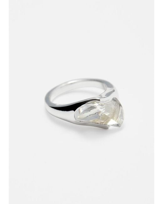 & Other Stories White Ring Mit Asymmetrischem Kristall