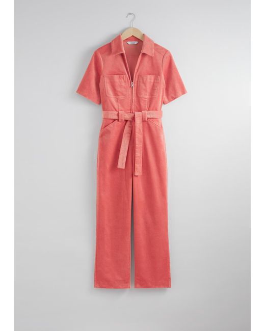 & Other Stories Pink Cord-Jumpsuit Mit Gürtel