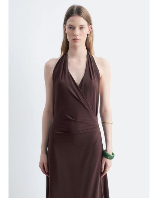 & Other Stories White Halterneck Jersey Midi Dress