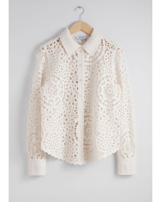 & Other Stories White Crocheted Shirt