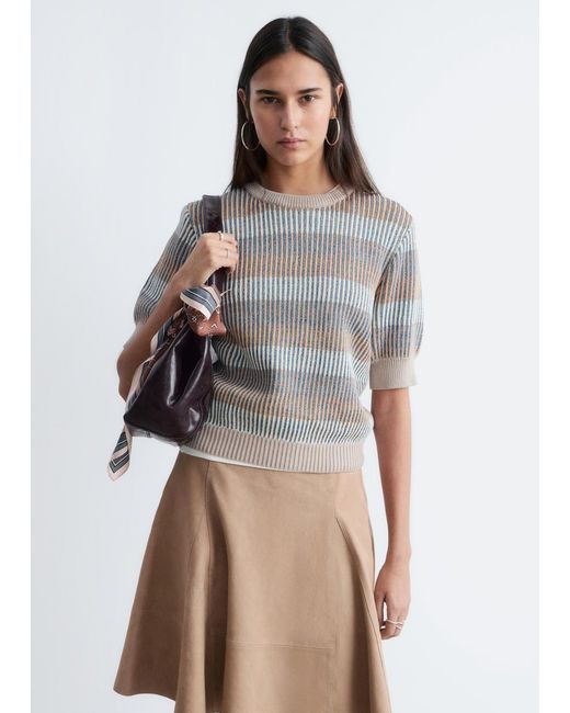 & Other Stories Natural Rib-Knit T-Shirt