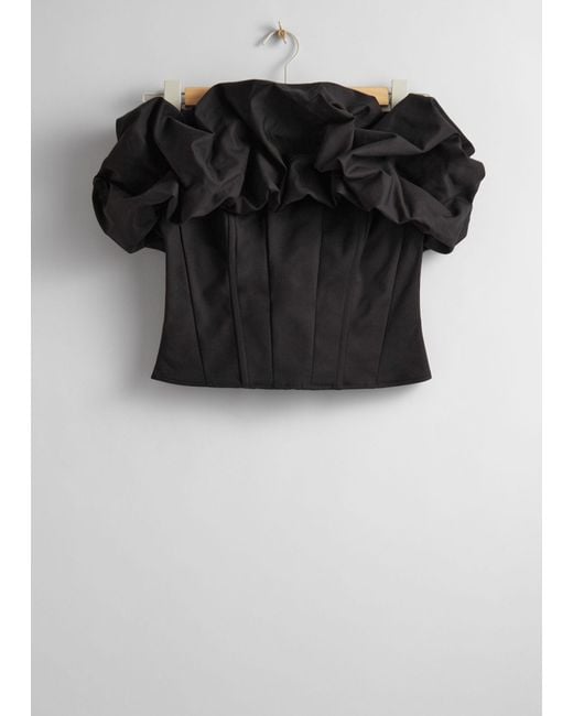 & Other Stories Black Ruffled Corset Top