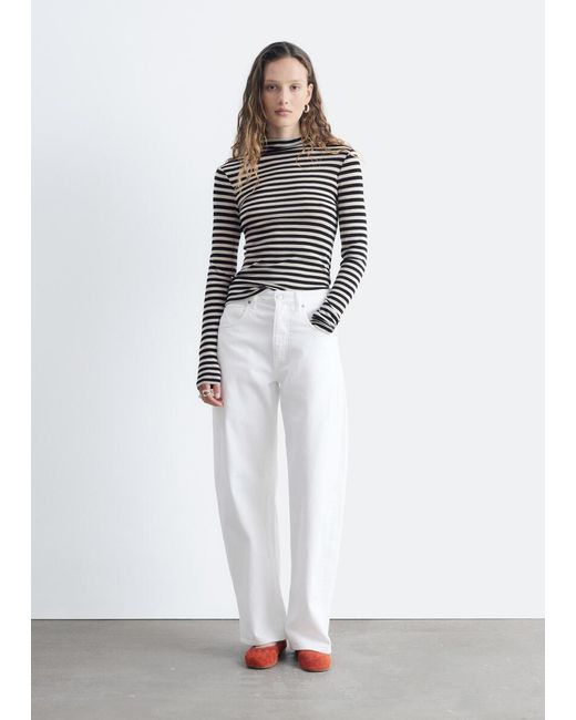 & Other Stories White Wool Mock-Neck Top
