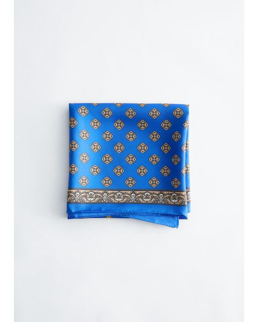 & Other Stories Blue Printed Silk Scarf