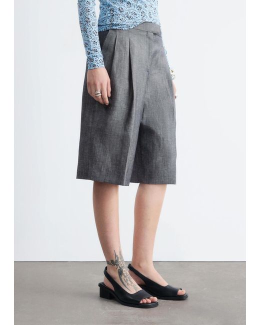 & Other Stories Gray Tailored Bermuda Shorts