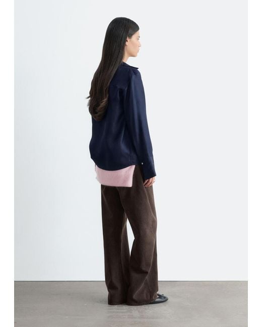& Other Stories Blue Relaxed Silk Shirt