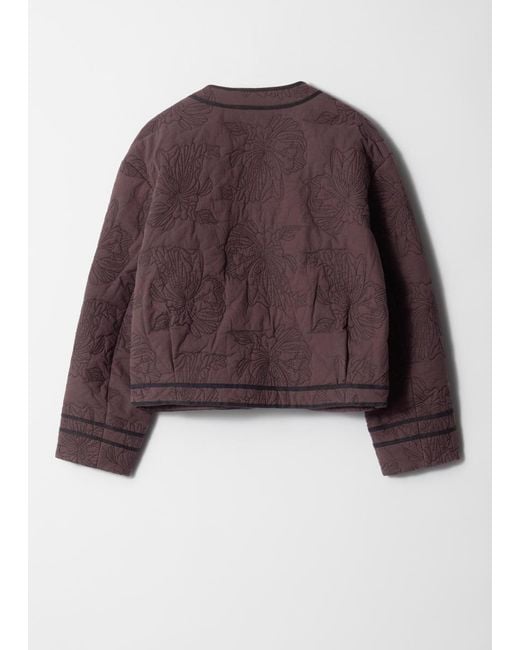 & Other Stories Brown Floral Pattern Quilted Jacket