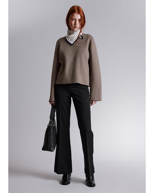& Other Stories Brown Wide-sleeve Knit Sweater