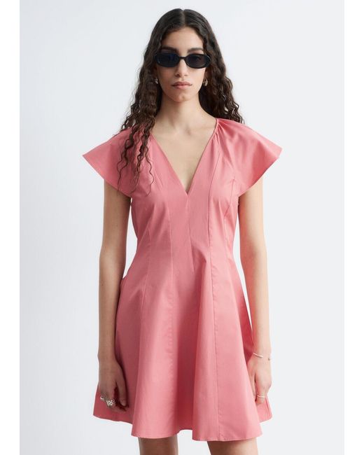 & Other Stories Pink Flared Mini Dress
