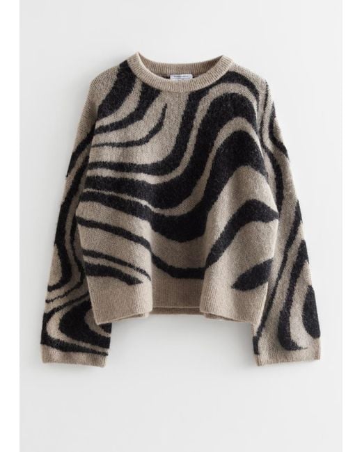 & Other Stories Black Jacquard Knit Jumper