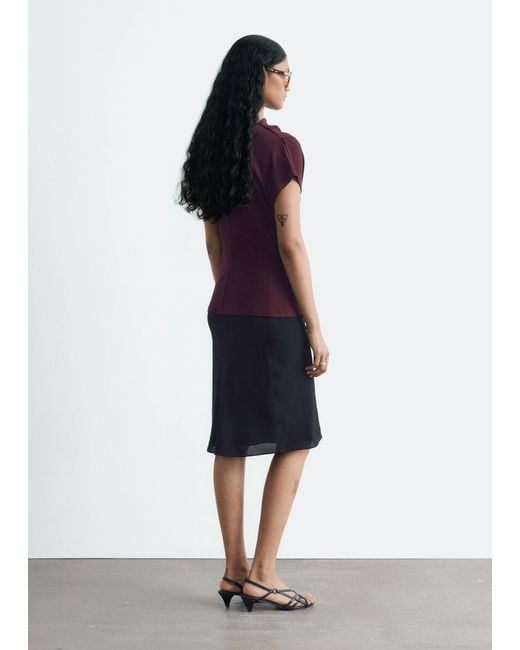 & Other Stories Red Draped Cowl-Neck Top
